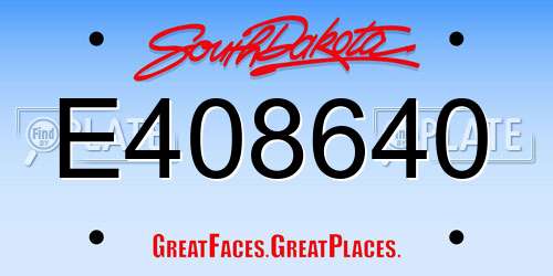 E408640 South Dakota License Plate