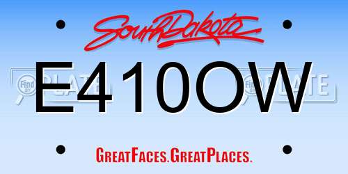 E410OW South Dakota License Plate