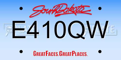 E410QW South Dakota License Plate