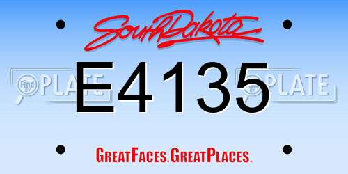 E4135 South Dakota License Plate