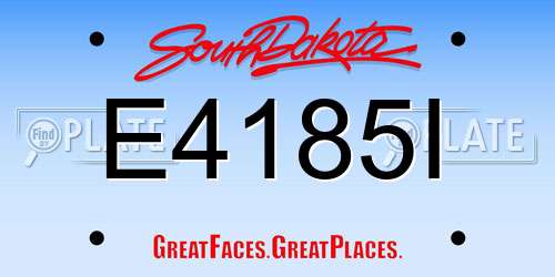 E4185I South Dakota License Plate