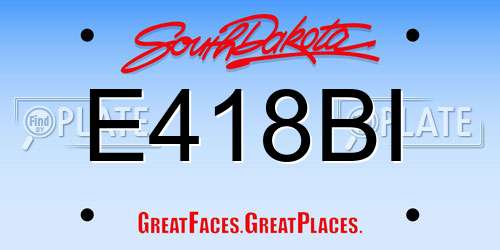 E418BI South Dakota License Plate