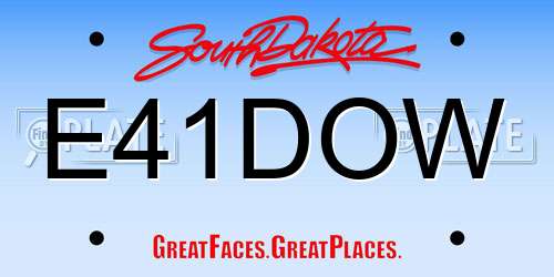 E41DOW South Dakota License Plate