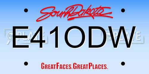 E41ODW South Dakota License Plate