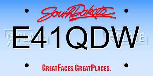 E41QDW South Dakota License Plate