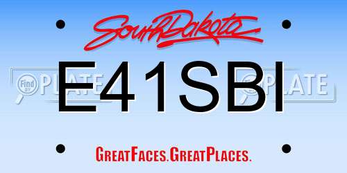 E41SBI South Dakota License Plate