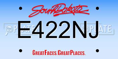 E422NJ South Dakota License Plate