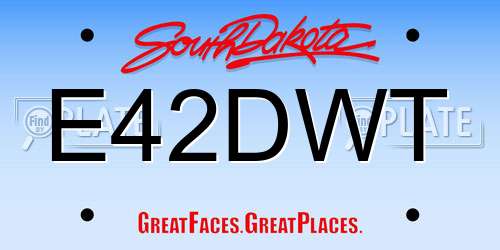 E42DWT South Dakota License Plate
