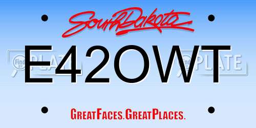 E42OWT South Dakota License Plate