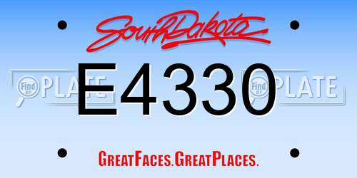 E4330 South Dakota License Plate