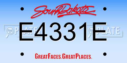 E4331E South Dakota License Plate