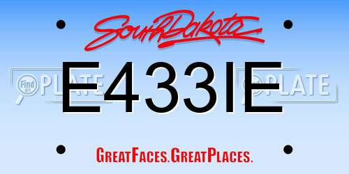E433IE South Dakota License Plate