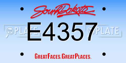E4357 South Dakota License Plate