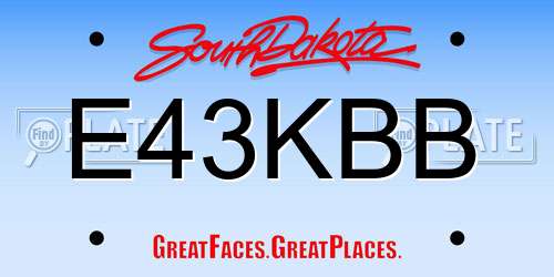 E43KBB South Dakota License Plate