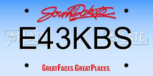 E43KBS South Dakota License Plate