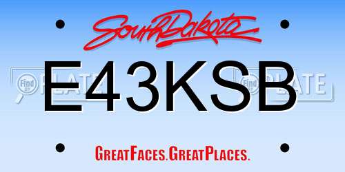 E43KSB South Dakota License Plate