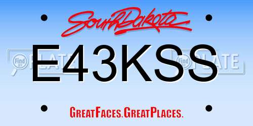 E43KSS South Dakota License Plate