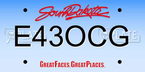 E43OCG South Dakota License Plate