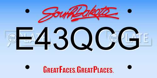E43QCG South Dakota License Plate