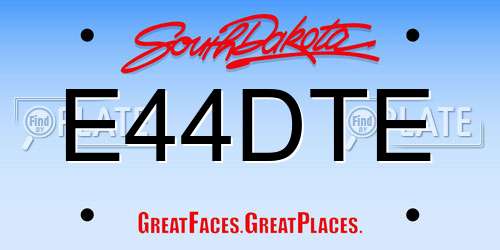 E44DTE South Dakota License Plate