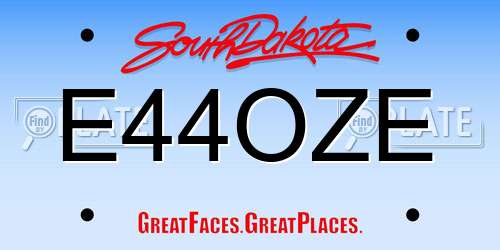 E44OZE South Dakota License Plate