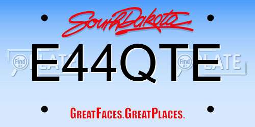 E44QTE South Dakota License Plate