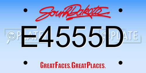 E4555D South Dakota License Plate