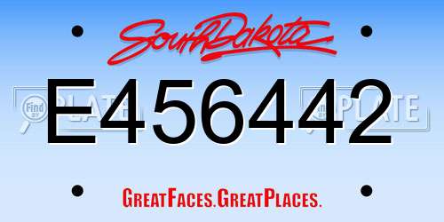 E456442 South Dakota License Plate