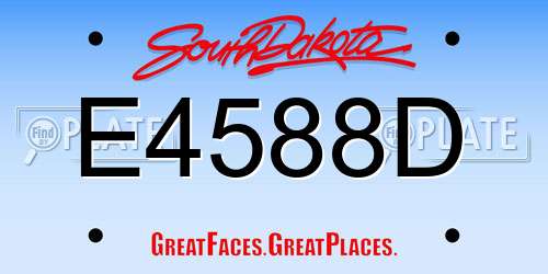 E4588D South Dakota License Plate