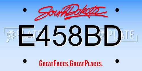 E458BD South Dakota License Plate