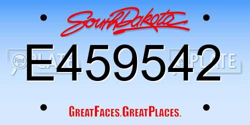 E459542 South Dakota License Plate