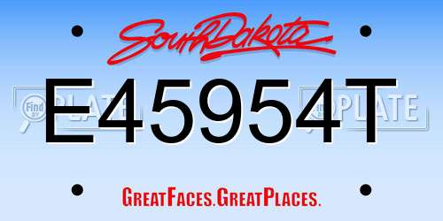 E45954T South Dakota License Plate