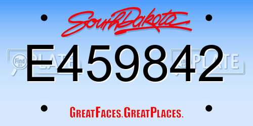 E459842 South Dakota License Plate