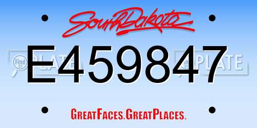 E459847 South Dakota License Plate