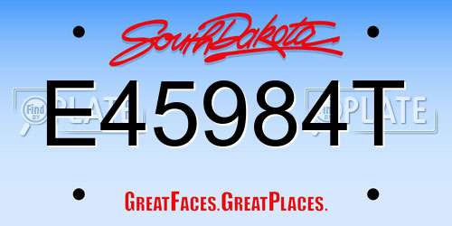 E45984T South Dakota License Plate