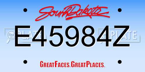 E45984Z South Dakota License Plate