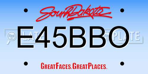 E45BBO South Dakota License Plate