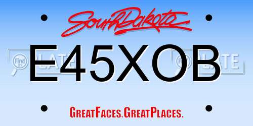 E45XOB South Dakota License Plate