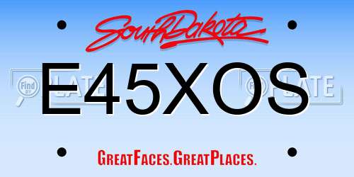 E45XOS South Dakota License Plate