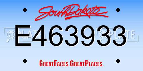 E463933 South Dakota License Plate
