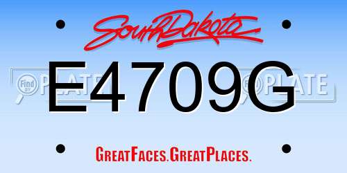 E4709G South Dakota License Plate