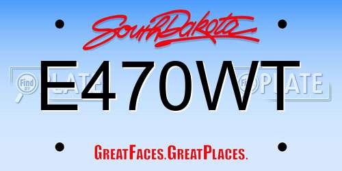 E470WT South Dakota License Plate