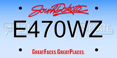 E470WZ South Dakota License Plate