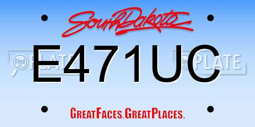E471UC South Dakota License Plate