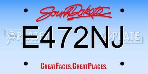 E472NJ South Dakota License Plate