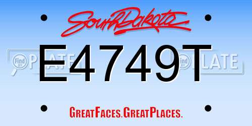 E4749T South Dakota License Plate