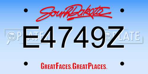 E4749Z South Dakota License Plate