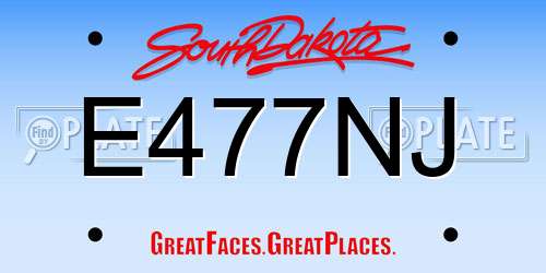 E477NJ South Dakota License Plate