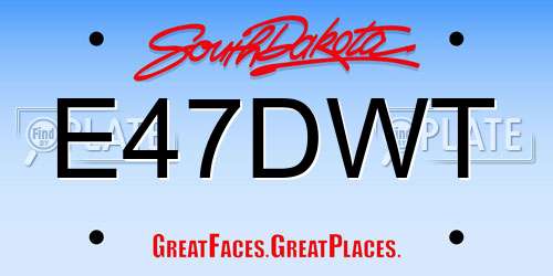 E47DWT South Dakota License Plate