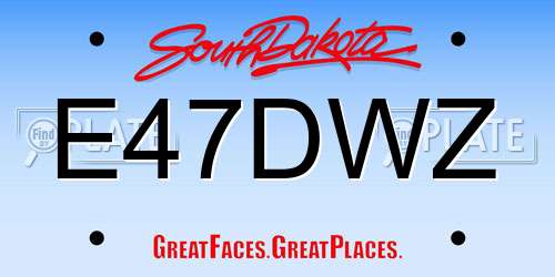 E47DWZ South Dakota License Plate